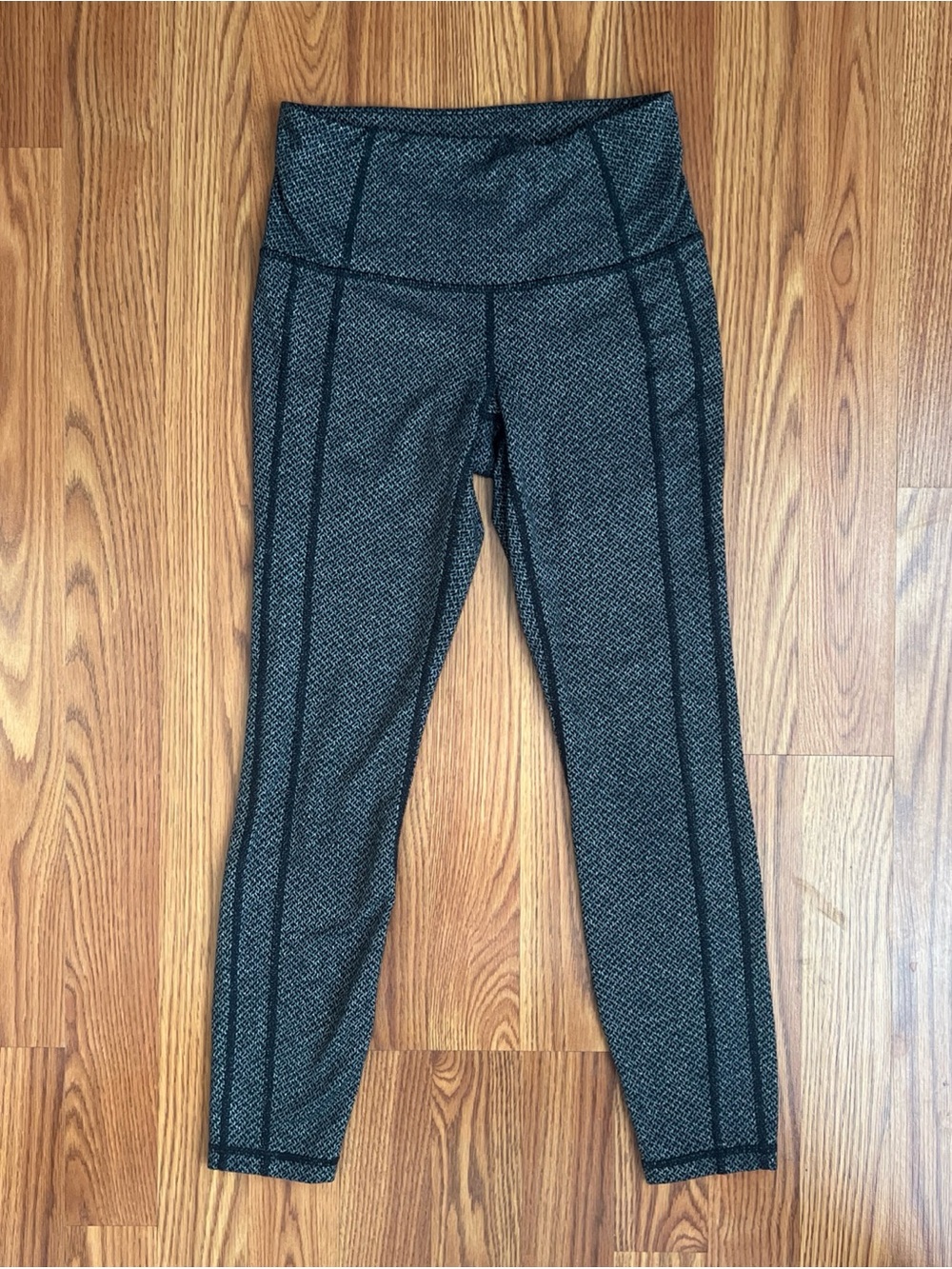 Athleta Black and Gray High-Waist Textured Leggings